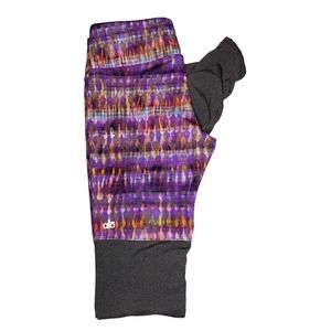 Alo Yoga Goddess Leggings Purple Gray Legwarmer Look Dancer Size Large Colorful